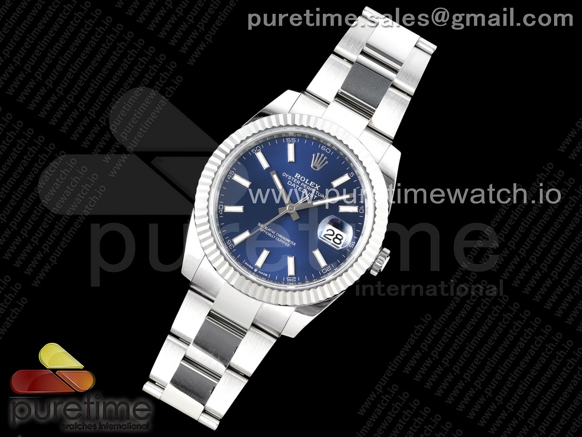 NTF공장 롤렉스 데이저스트 41 스틸 블루다이얼 플루티드베젤 오이스터브레이슬릿 DateJust 41 126334 NTF 1:1 Best Edition 904L Steel Blue Stick Dial on Oyster Bracelet VR3235