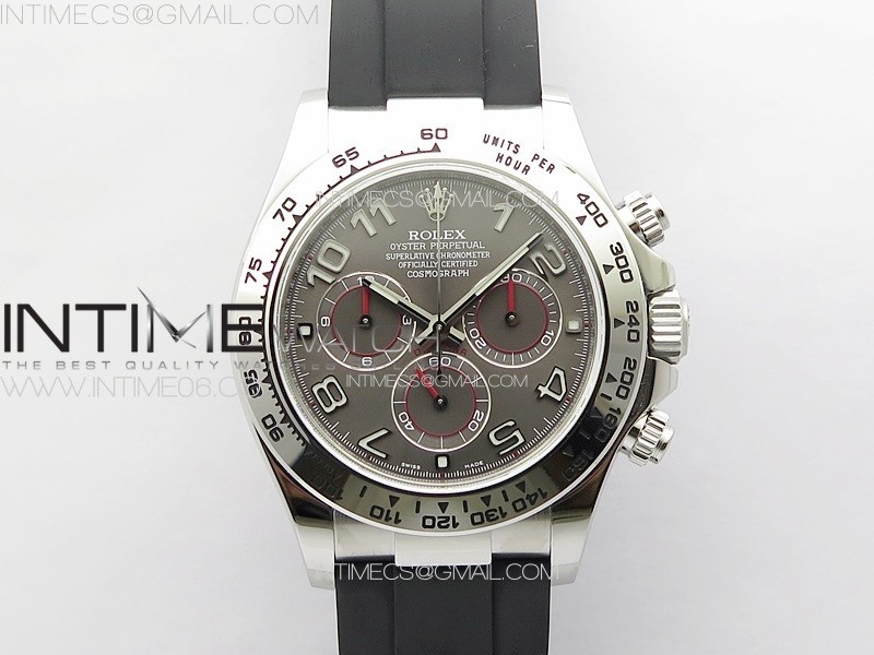 CLEAN공장 롤렉스 스틸 데이토나 그레이다이얼 러버스트랩 Daytona 116519 Clean 1:1 Best Edition 904L SS Case and Bracelet Gray Dial Numbers Markers SA4130 V2