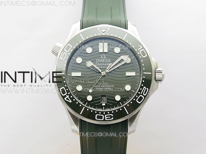 ZF공장 오메가 씨마스터 다이버 300M 스틸 그린다이얼 러버스트랩 Seamaster Diver 300M ZF 1:1 Best Edition Green Ceramic Green Dial on Green Rubber Strap A8800