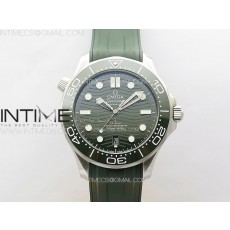 ZF공장 오메가 씨마스터 다이버 300M 스틸 그린다이얼 러버스트랩 Seamaster Diver 300M ZF 1:1 Best Edition Green Ceramic Green Dial on Green Rubber Strap A8800