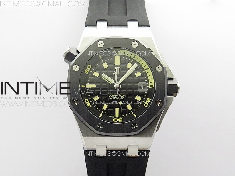 ZF공장 오데마피게 로얄오크 오프쇼어 다이버 15720 블랙다이얼 러버스트랩 Royal Oak Offshore Diver 15720 Ceramic Bezel ZF 1:1 Best Edition Black Dial on Black Rubber Strap A4308