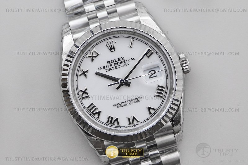 VS공장 롤렉스 데이저스트 36 로만인덱스 화이트다이얼 플루티드베젤 쥬빌레브레이슬릿 DateJust 36 SS 126234 VSF 1:1 Best Edition 904L Steel White Roman Dial on Jubilee Bracelet VS3235