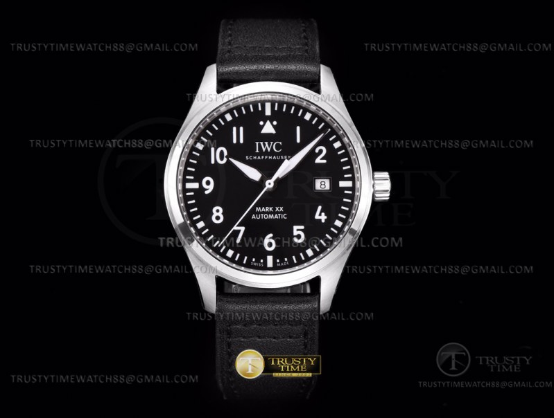 AO공장 IWC 마크20 스틸 블랙다이얼 블랙가죽스트랩 Mark XX IWC328201 SS/LE Black AOF Asia 2824