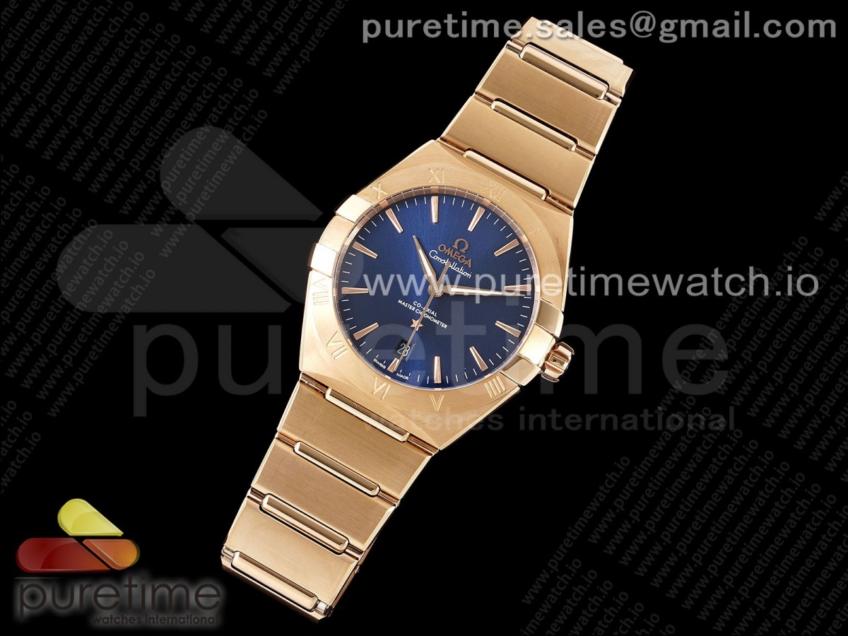 ASW공장 오메가 컨스텔레이션 39 로즈골드금통 네이비다이얼 브레이슬릿 Constellation 39mm RG ASWF 1:1 Best Edition Blue Dial on RG Bracelet A8801