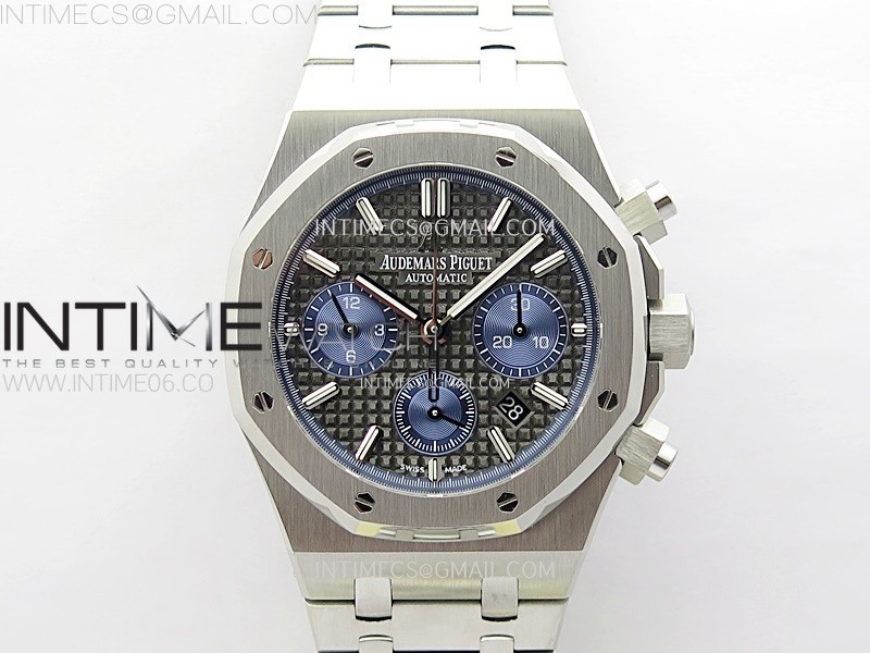 IP공장 오데마피게 로얄오크 크로노그래프 스틸 블랙다이얼 블루서브다이얼 브레이슬릿 Royal Oak Chrono 26331ST SS IPF 1:1 Best Edition Black Dial Blue subdial on SS Bracelet A7750