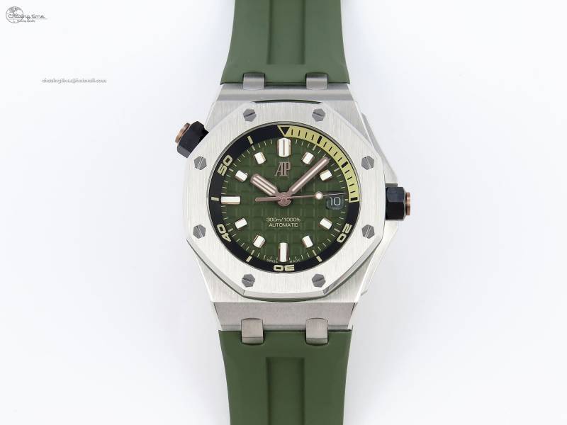 APS공장 오데마피게 로얄오크오프쇼어 다이버 15720 스틸 그린다이얼 러버스트랩  Royal Oak Offshore Diver 15720 APSF 1:1 Best Edition Green Dial on Green Rubber Strap SA4308