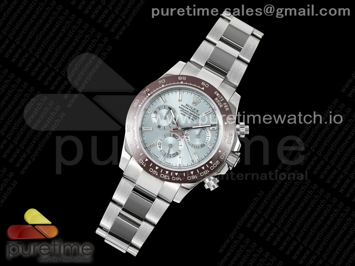 OM공장 롤렉스 세라믹 데이토나 아이스다이얼 바게트인덱스 브레이슬릿 Daytona 116506 SS OMF Best Edition Ice Blue Crystal Dial on SS Bracelet A7750