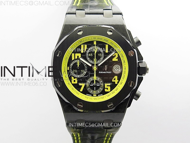 AP공장 오데마피게 로얄오크오프쇼어 크로노그래프42MM 범블비 가죽스트랩 Royal Oak Offshore Bumble Bee APF Best Edition on Black Rubber Strap A3126