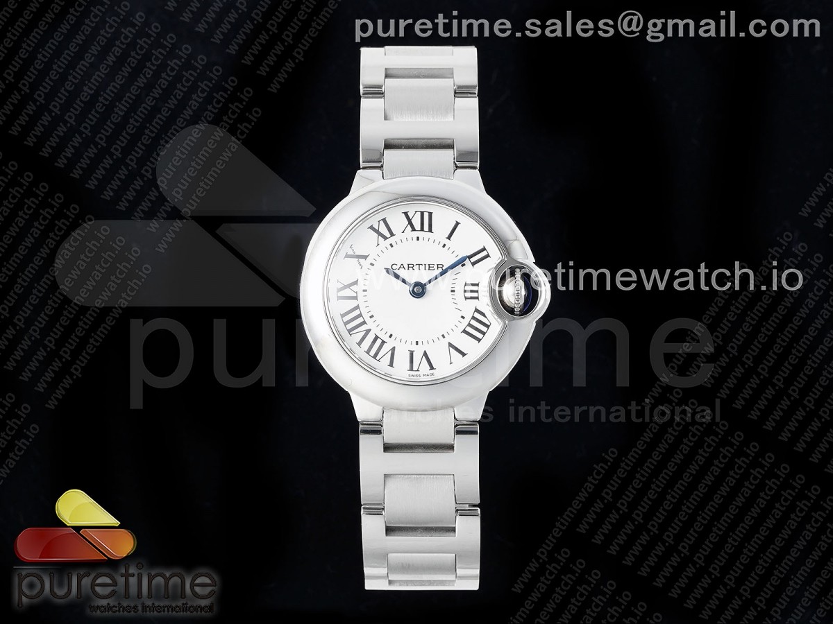 AF공장 까르띠에 발롱블루 28mm 화이트다이얼 브레이슬릿 Ballon Bleu Ladies 28mm SS AF 1:1 Best Edition White Dial Bezel on SS Bracelet Ronda Quartz