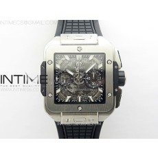 BB공장 유니코 스퀘어뱅 42 티타늄 스켈레톤다이얼 블랙러버스트랩 Square Bang Unico 42mm Titanium BBF 1:1 Best Edition Skeleton Dial on Black Rubber Strap A1280