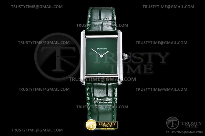 DR공장 까르띠에 탱크 머스트 라지 그린다이얼 악어스트랩 Cartier Tank Must SS/LE Green DRF Swiss Qtz