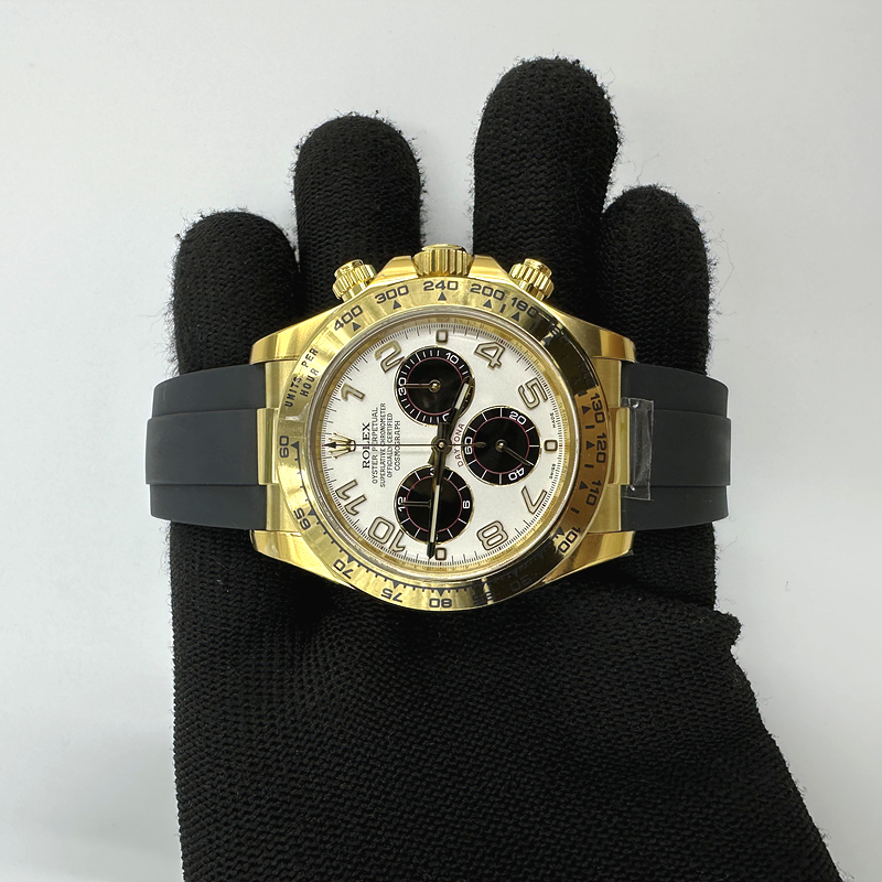 국내배송!! CLEAN공장 롤렉스 데이토나 옐로우골드금통 화이트다이얼 아라빅인덱스 러버스트랩 (고유번호 cdt12)